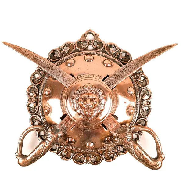 Aluminium_Alloy_Heritage_Lion_Motif_Dhal_Talwar_Wall_Hanging