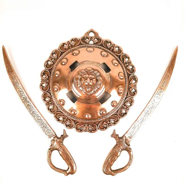Aluminium_Alloy_Heritage_Lion_Motif_Dhal_Talwar_Wall_Hanging
