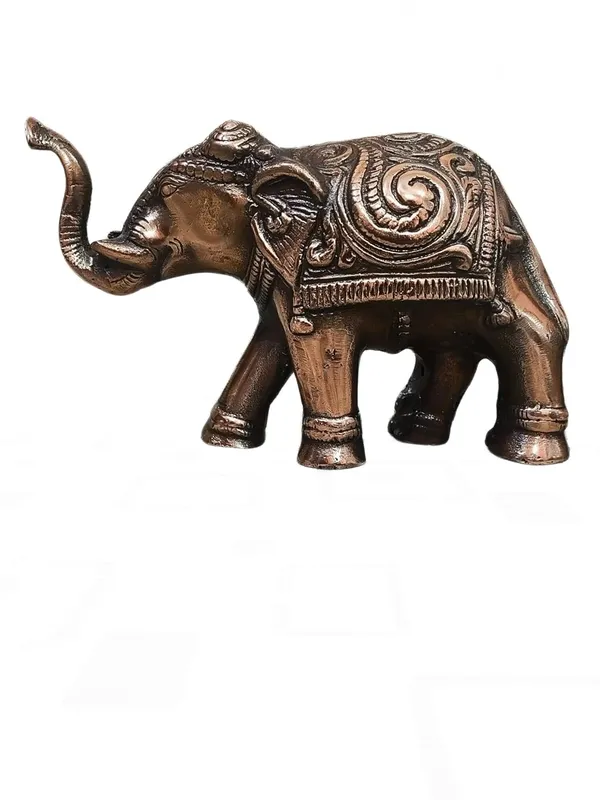 Aluminium_Antique_Carved_Raised_Trunk_Elephant_Figurine_Set_Of_2