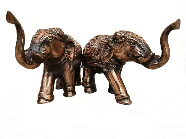 Aluminium_Antique_Carved_Raised_Trunk_Elephant_Figurine_Set_Of_2