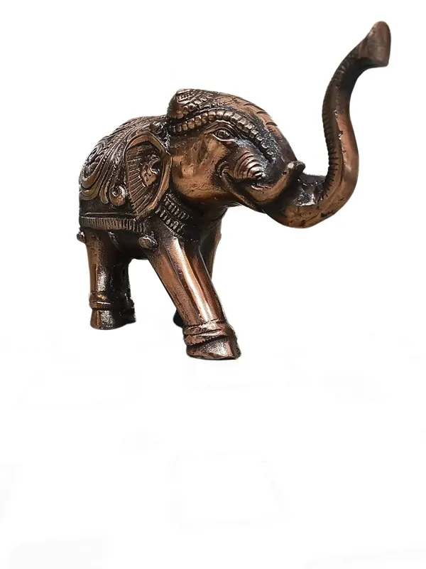 Aluminium_Antique_Carved_Raised_Trunk_Elephant_Figurine_Set_Of_2