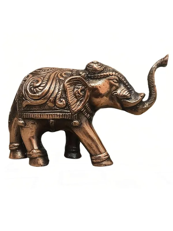 Aluminium_Antique_Carved_Raised_Trunk_Elephant_Figurine_Set_Of_2