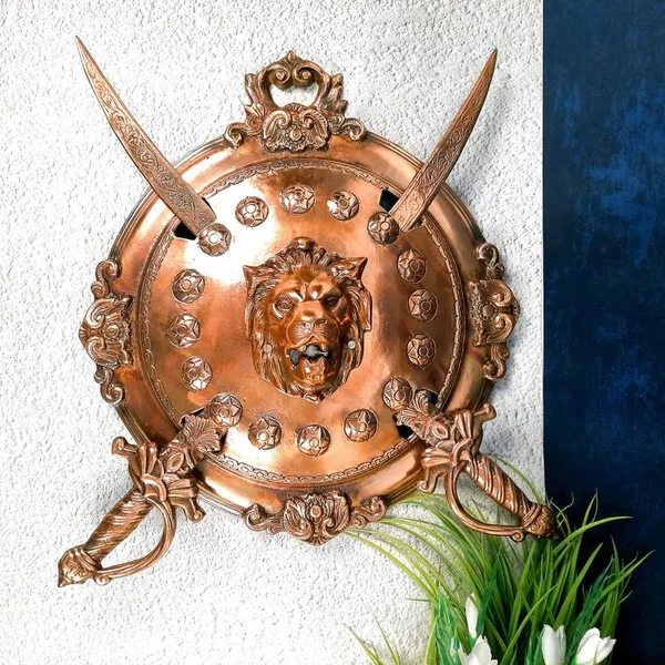 Aluminium_Alloy_Heritage_Lion_Dhal_Talwar_Wall_Hanging_Set