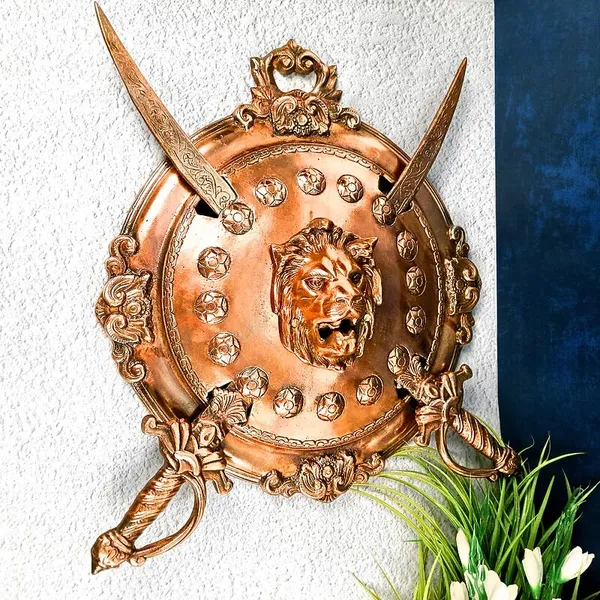 Aluminium_Alloy_Heritage_Lion_Dhal_Talwar_Wall_Hanging_Set