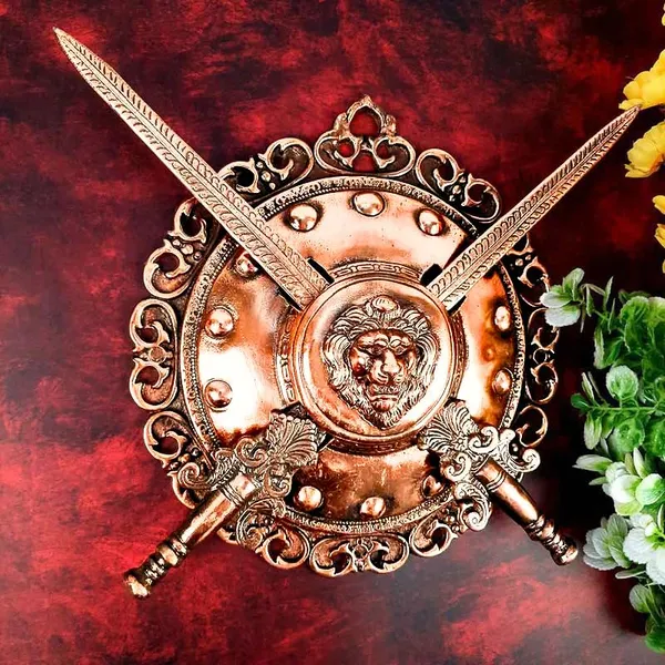 Aluminium_Rajput_Lion_Dhal_Talwar_Sword_Shield_Wall_Hanging