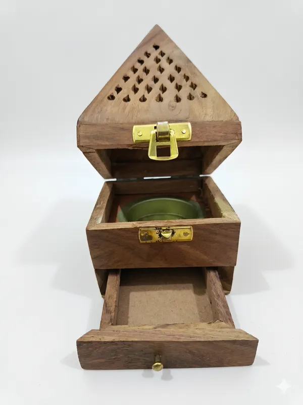 Wood_Rustic_Pyramid_Brass_Clasp_Incense_Holder