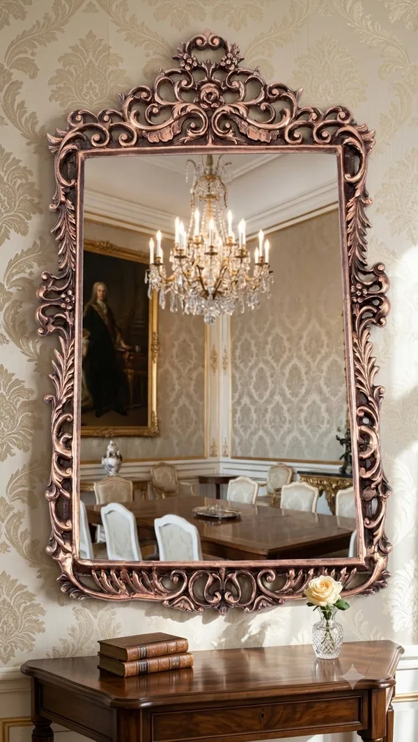 Aluminium_Baroque_Bronze_Scrollwork_Crown_Rectangular_Wall_Mirror
