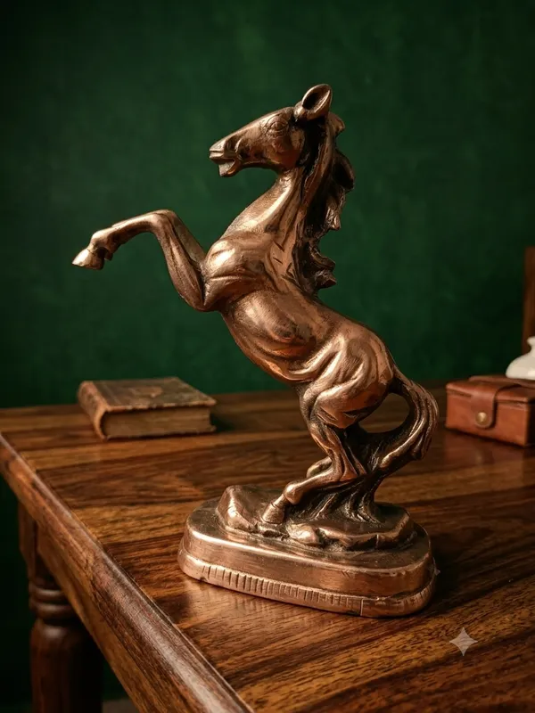 Aluminium_Copper_Bronze_Rearing_Horse_Figurine_With_Base