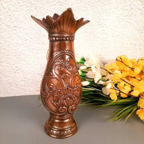 Aluminium_Copper_Embossed_Lotus_Scroll_Metal_Flower_Vase