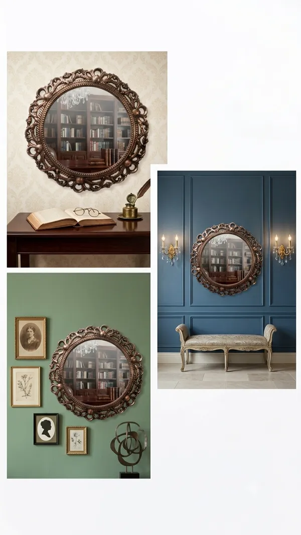 Aluminium_Antique_Floral_Scroll_Carved_Round_Wall_Mirror