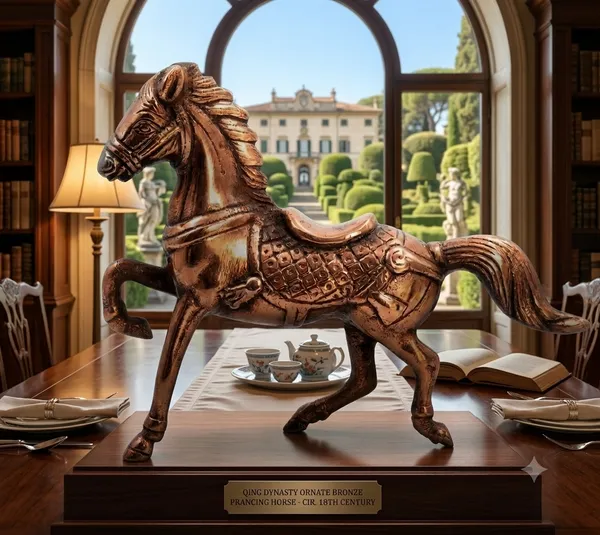 Aluminium_Alloy_Bronze_Prancing_Horse_Ornate_Saddle_Figurine