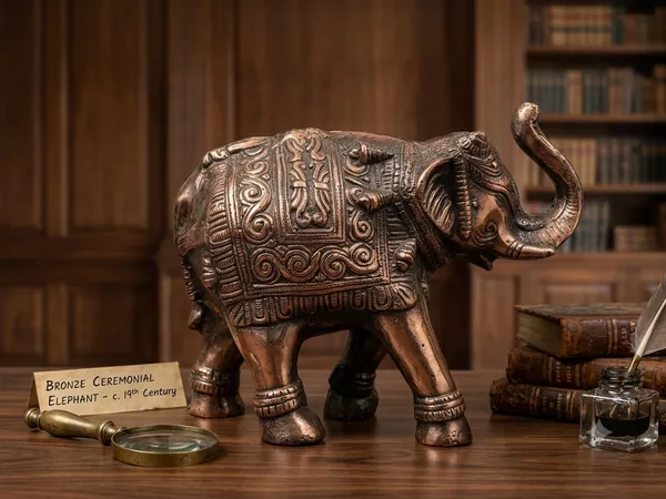 Aluminium_Antique_Bronze_Ornate_Carved_Trunk_Up_Elephant_Figurine