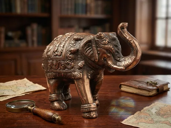 Aluminium_Antique_Bronze_Ornate_Carved_Trunk_Up_Elephant_Figurine