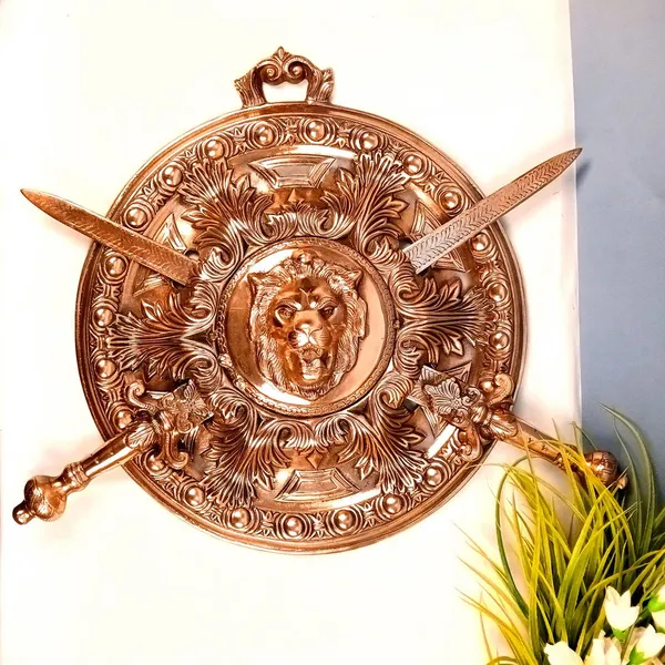 Aluminium_Baroque_Sun_Face_Shield_Crossed_Swords_Wall_Hanging