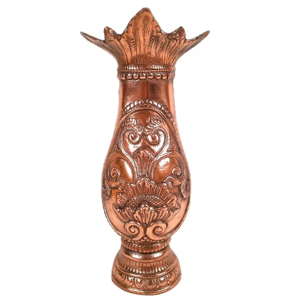 Aluminium_Copper_Embossed_Lotus_Scroll_Metal_Flower_Vase