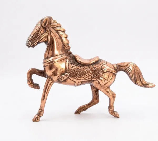Aluminium_Alloy_Bronze_Prancing_Horse_Ornate_Saddle_Figurine