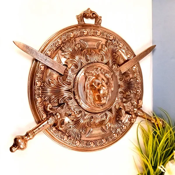 Aluminium_Baroque_Sun_Face_Shield_Crossed_Swords_Wall_Hanging