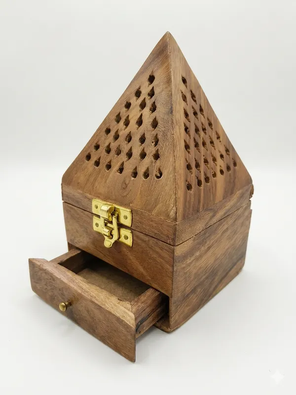 Wood_Rustic_Pyramid_Brass_Clasp_Incense_Holder