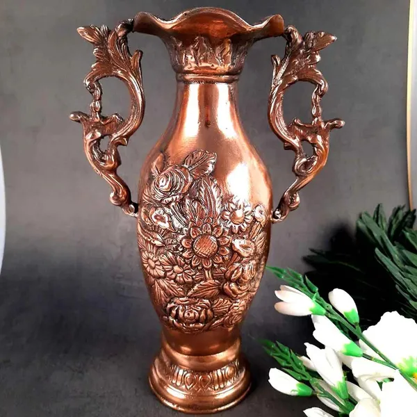 Aluminium_Antique_Floral_Embossed_Twin_Handle_Decorative_Vase