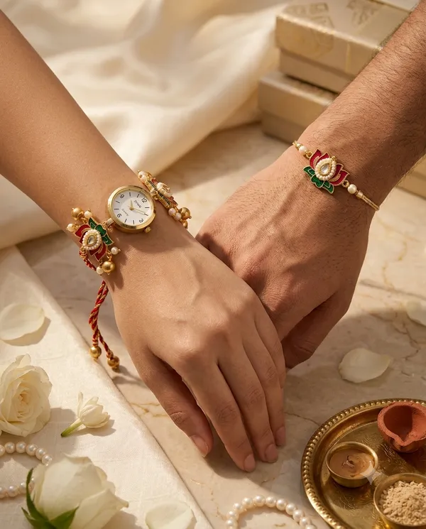 Box_Lotus_Kashmiri_Couple_Rakhi_and_Watch_(Bhaiya_Bhabhi)_For_Women_&_Men