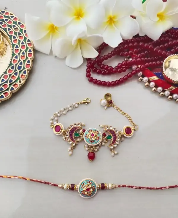 Red_Heritage_Kundan_and_Moti_Couple_Rakhi_(Bhaiya_Bhabhi)_For_Women_&_Men