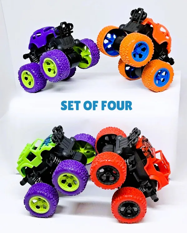 Bigmet_Purple_Orange_Monster_Truck_Plastic_Toy_Set_Of_4