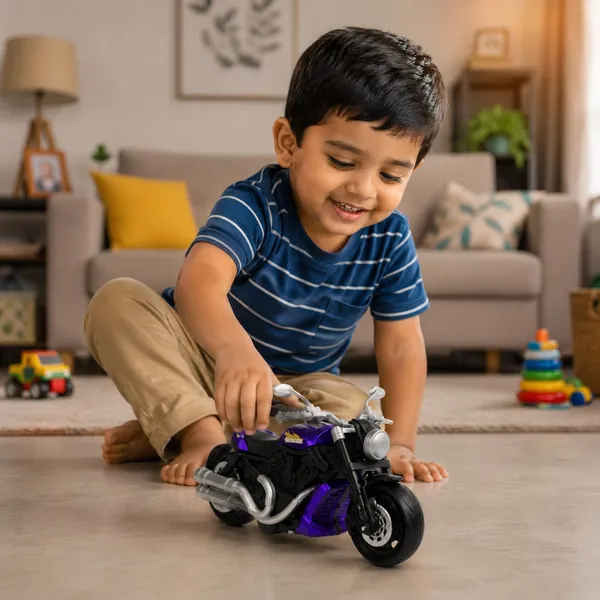 Purple/Blue_Die_Cast_Cruiser_Motorcycle_Toy_Showroom_Set