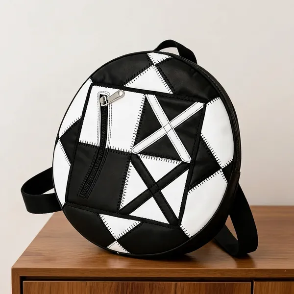 Black_And_White_Geometric_Pattern_Mini_Backpack
