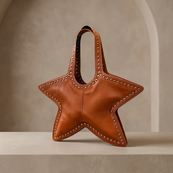 Tan_Leather_Star_Shaped_Studded_Handbag_For_Women