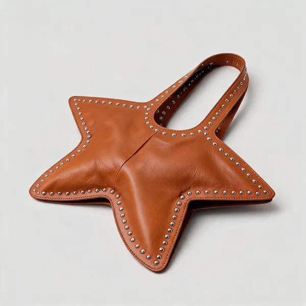 Tan_Leather_Star_Shaped_Studded_Handbag_For_Women
