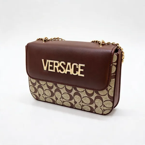 Brown_Versace_Logo_Chain_Strap_Shoulder_Bag_For_Women