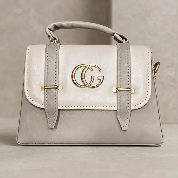 Beige_Faux_Leather_Structured_Satchel_Bag_With_Metal_Logo