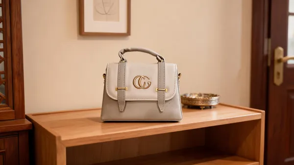 Beige_Faux_Leather_Structured_Satchel_Bag_With_Metal_Logo