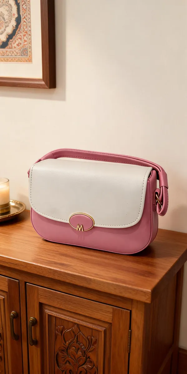 Pink_White_Faux_Leather_Crossbody_Sling_Bag_For_Women
