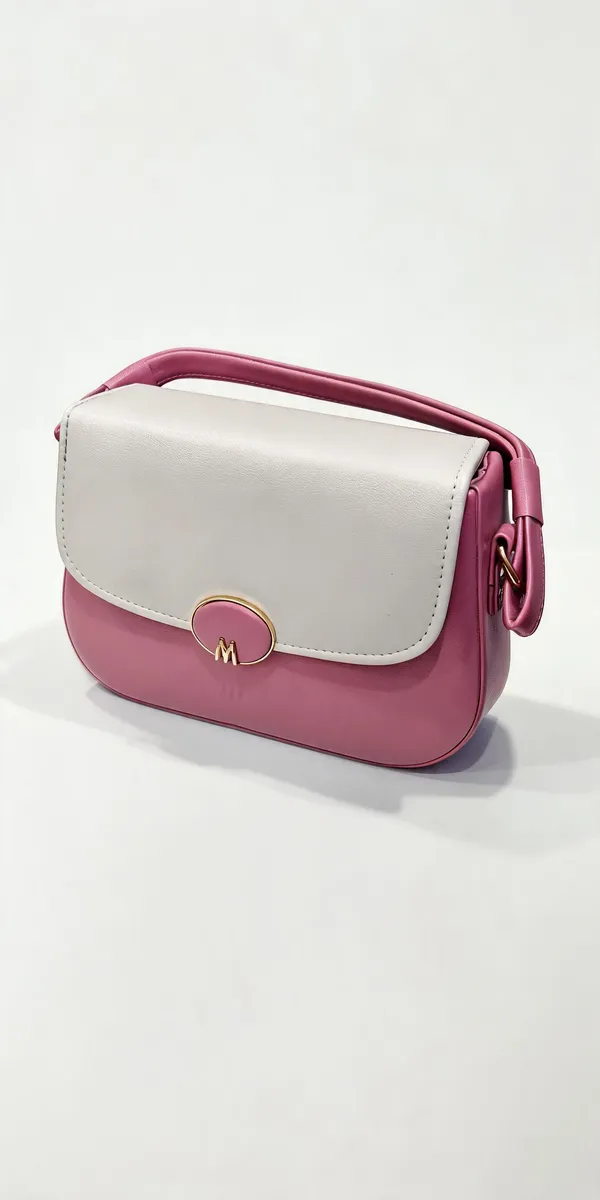 Pink_White_Faux_Leather_Crossbody_Sling_Bag_For_Women