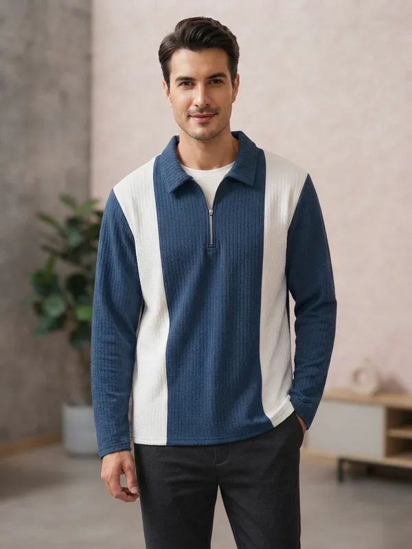 Karara_Cotton_Blend_Full_Sleeve_Half_Zipper_Tshirt