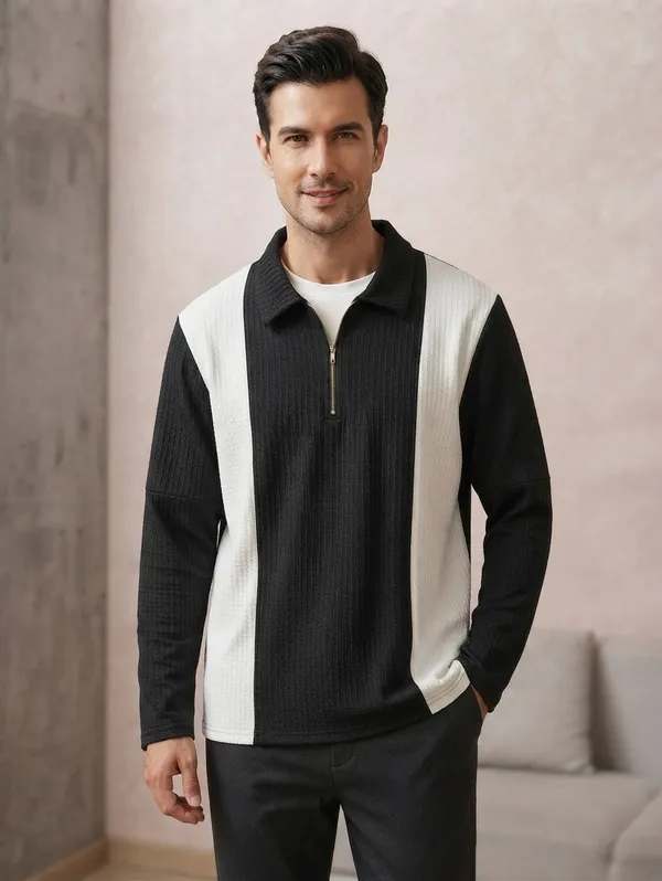 Karara_Cotton_Blend_Full_Sleeve_Half_Zipper_Tshirt