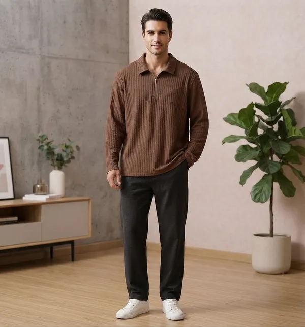 Karara_Cotton_Blend_Full_Sleeve_Half_Zipper_Tshirt