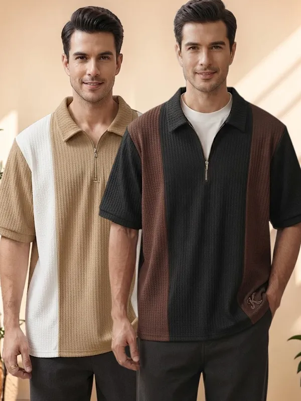 Karara_Cotton_Blend_Half_._Sleeve_Half_Zipper_Tshirt