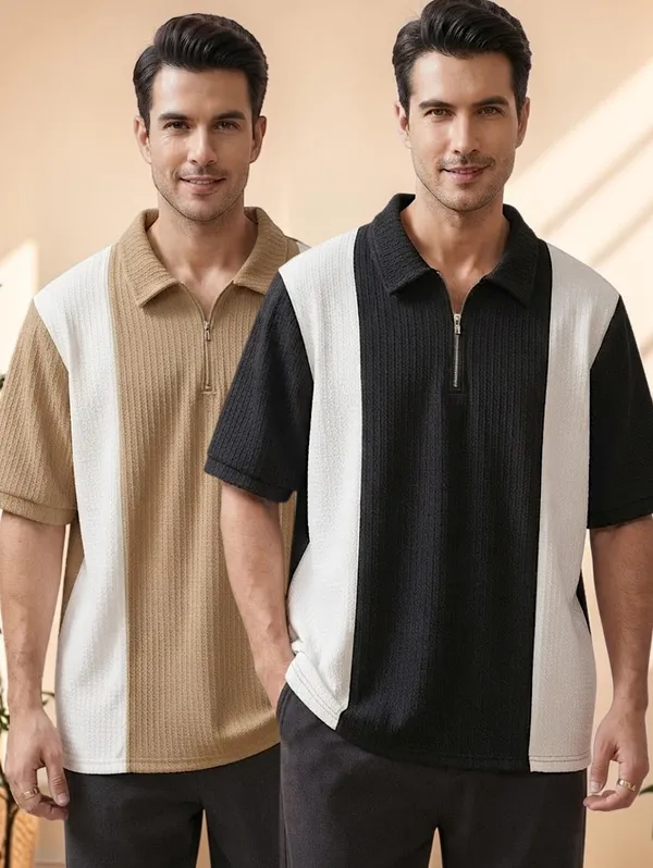 Karara_Cotton_Blend_Half_._Sleeve_Half_Zipper_Tshirt