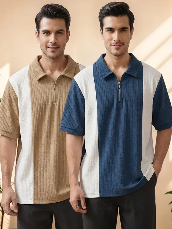 Karara_Cotton_Blend_Half_._Sleeve_Half_Zipper_Tshirt