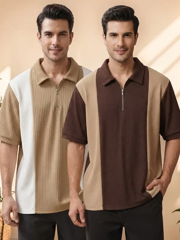 Karara_Cotton_Blend_Half_._Sleeve_Half_Zipper_Tshirt
