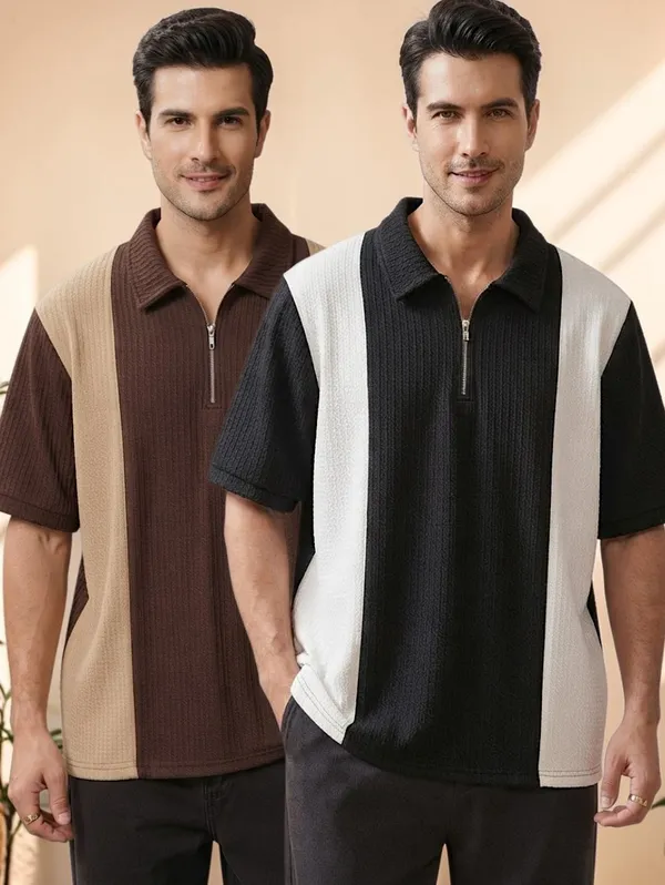 Karara_Cotton_Blend_Half_._Sleeve_Half_Zipper_Tshirt