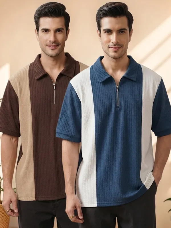 Karara_Cotton_Blend_Half_._Sleeve_Half_Zipper_Tshirt