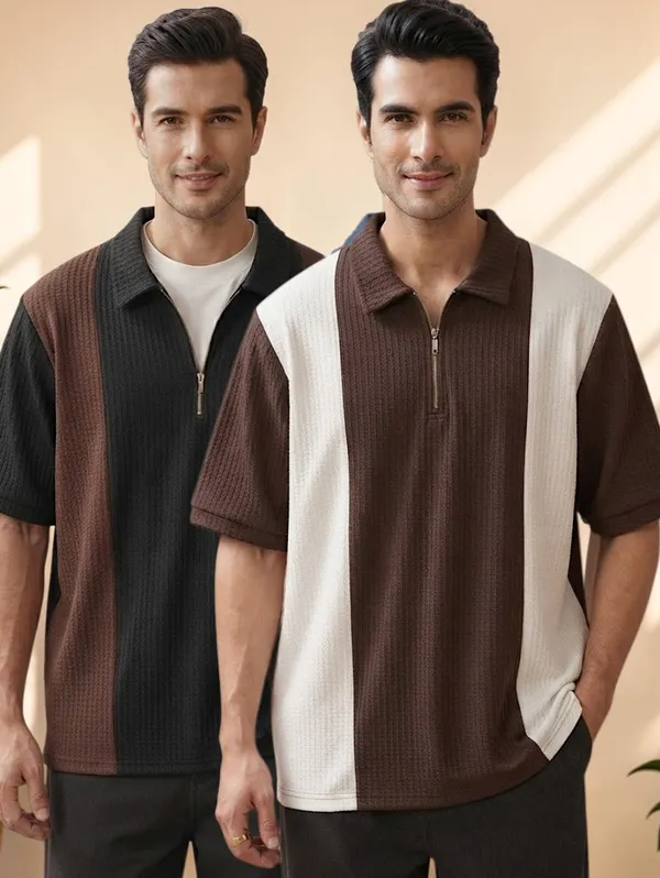 Karara_Cotton_Blend_Half_._Sleeve_Half_Zipper_Tshirt