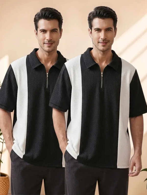 Karara_Cotton_Blend_Half_._Sleeve_Half_Zipper_Tshirt