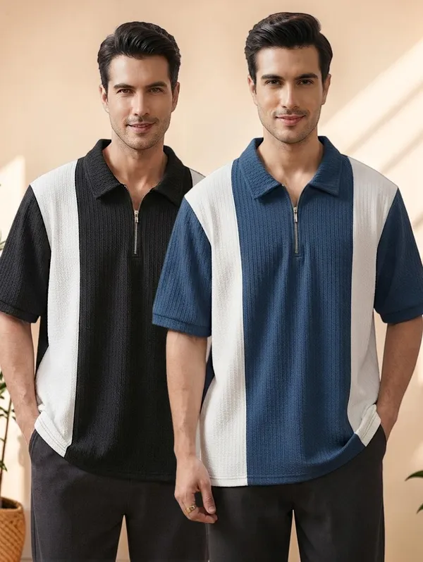 Karara_Cotton_Blend_Half_._Sleeve_Half_Zipper_Tshirt