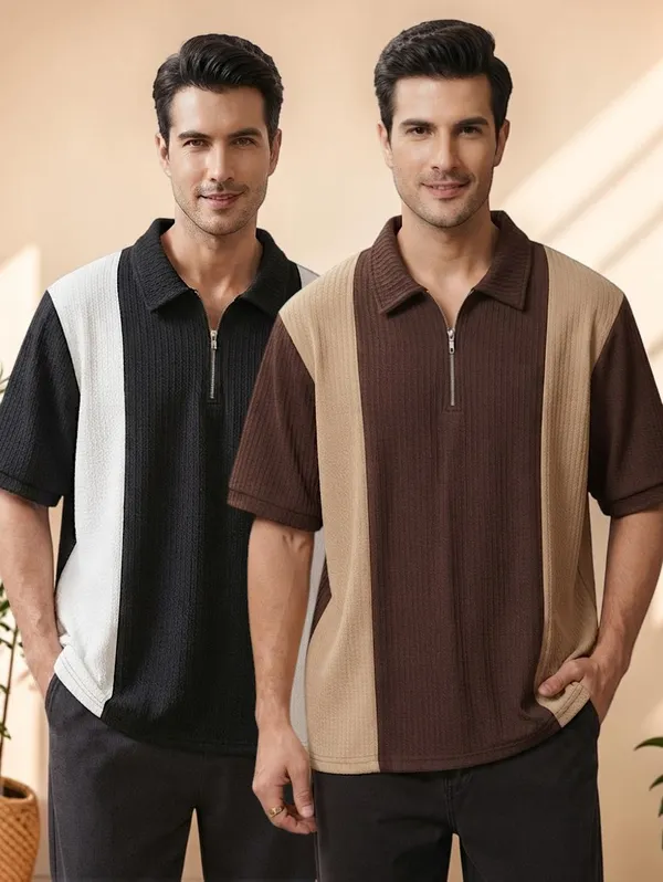 Karara_Cotton_Blend_Half_._Sleeve_Half_Zipper_Tshirt