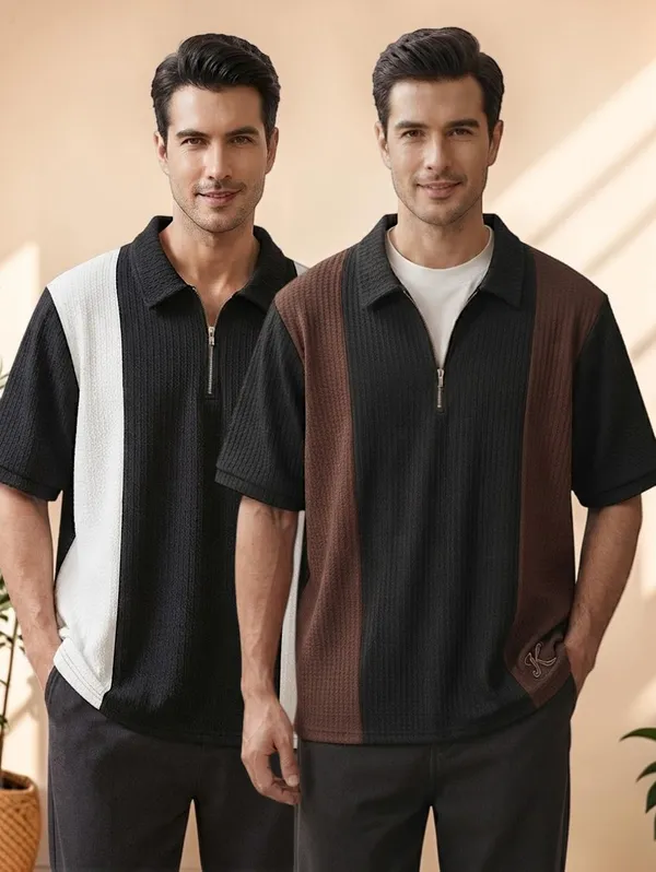Karara_Cotton_Blend_Half_._Sleeve_Half_Zipper_Tshirt