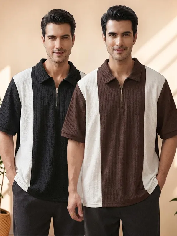 Karara_Cotton_Blend_Half_._Sleeve_Half_Zipper_Tshirt